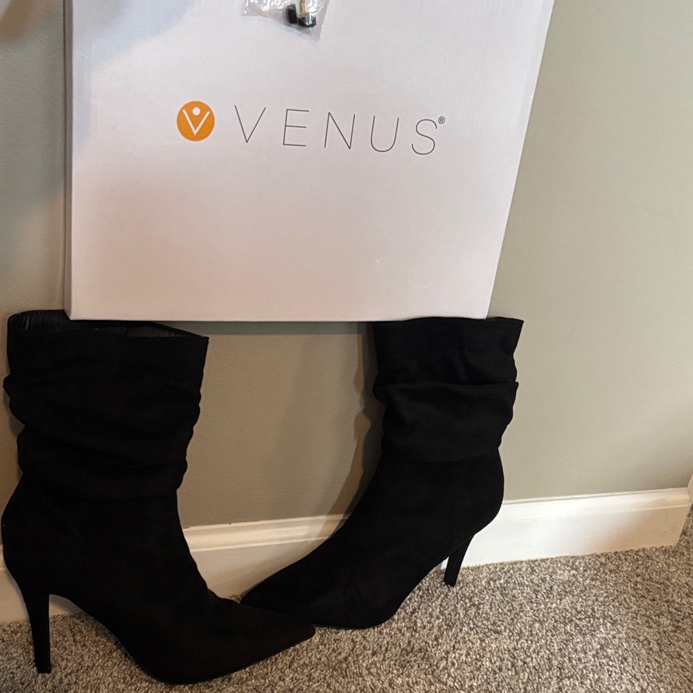 VENUS Elegant Black Heeled Boots